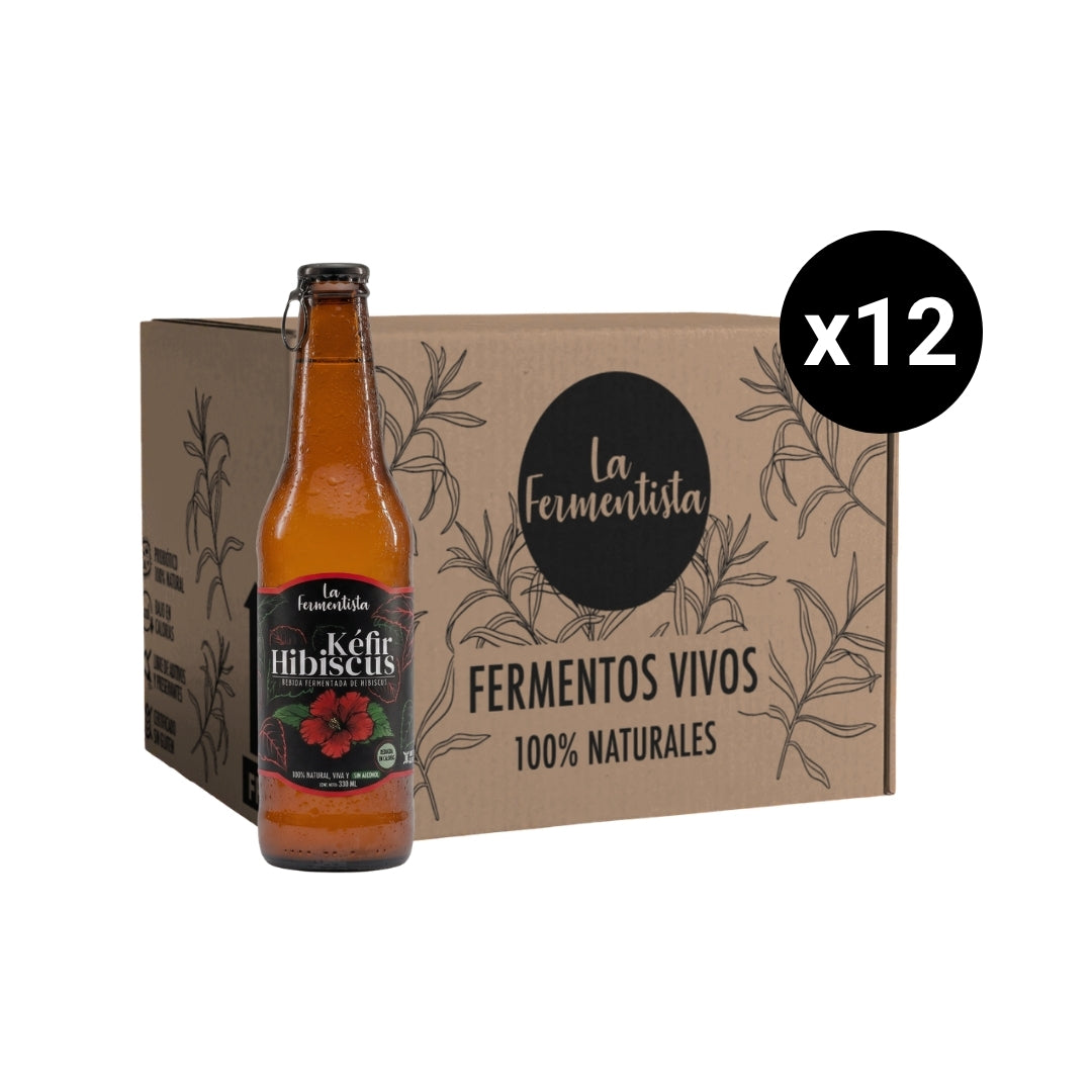 Bebida Aquakéfir Hibiscus Pack 12 x 330 ml La Fermentista