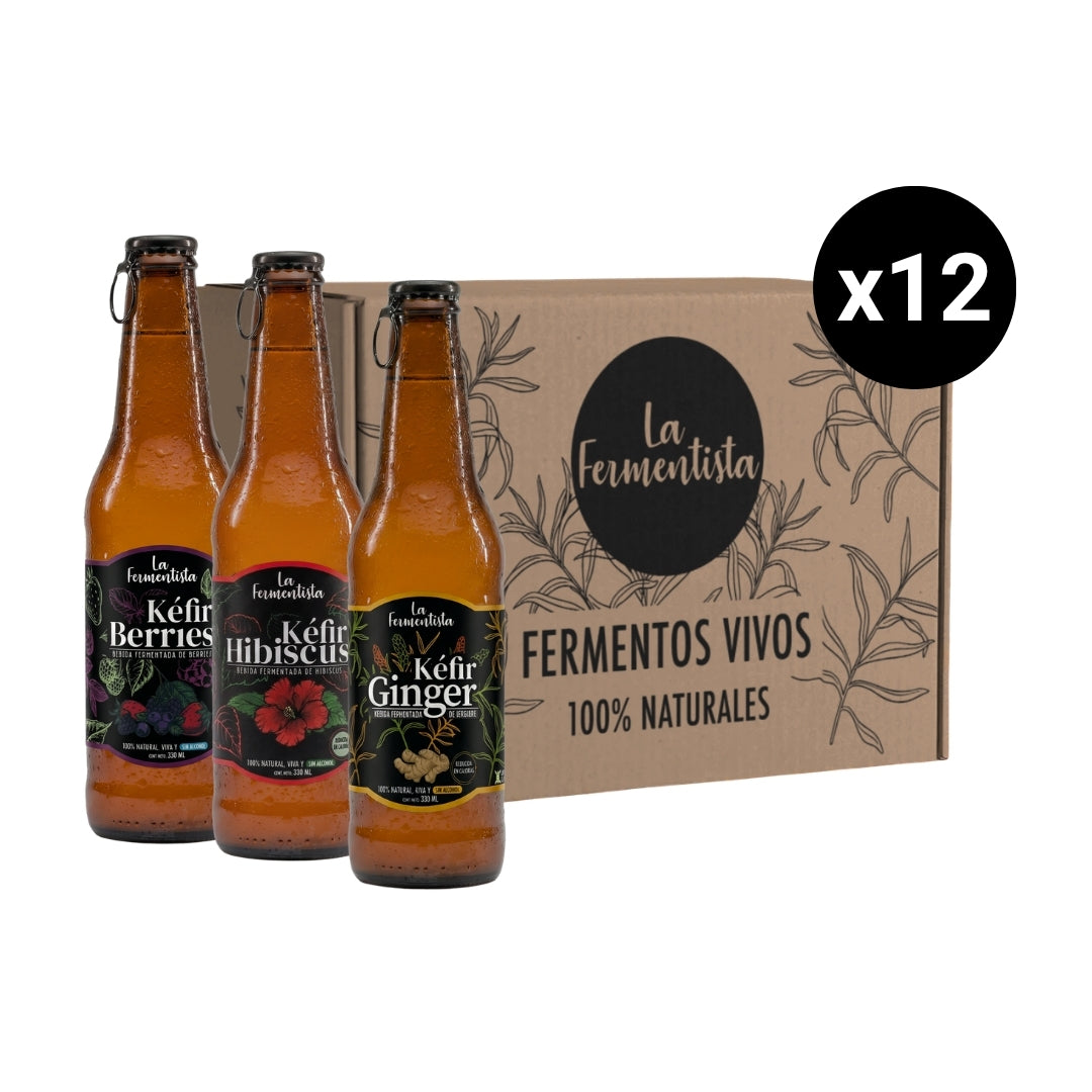 Bebida Aquakéfir Mix Pack 12 x 330 ml La Fermentista