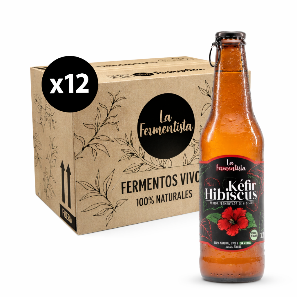 Bebida Aquakéfir Hibiscus Pack 12 x 330 ml La Fermentista