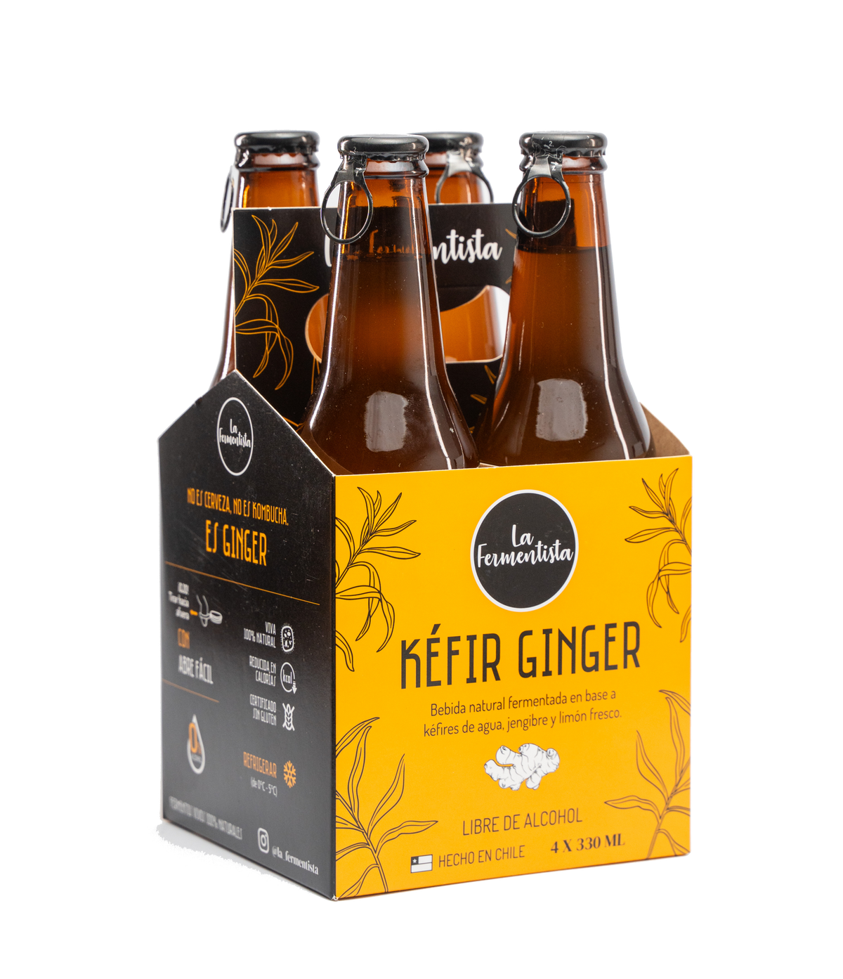 Bebida Aquakéfir Ginger Pack 4 x 330 ml La Fermentista