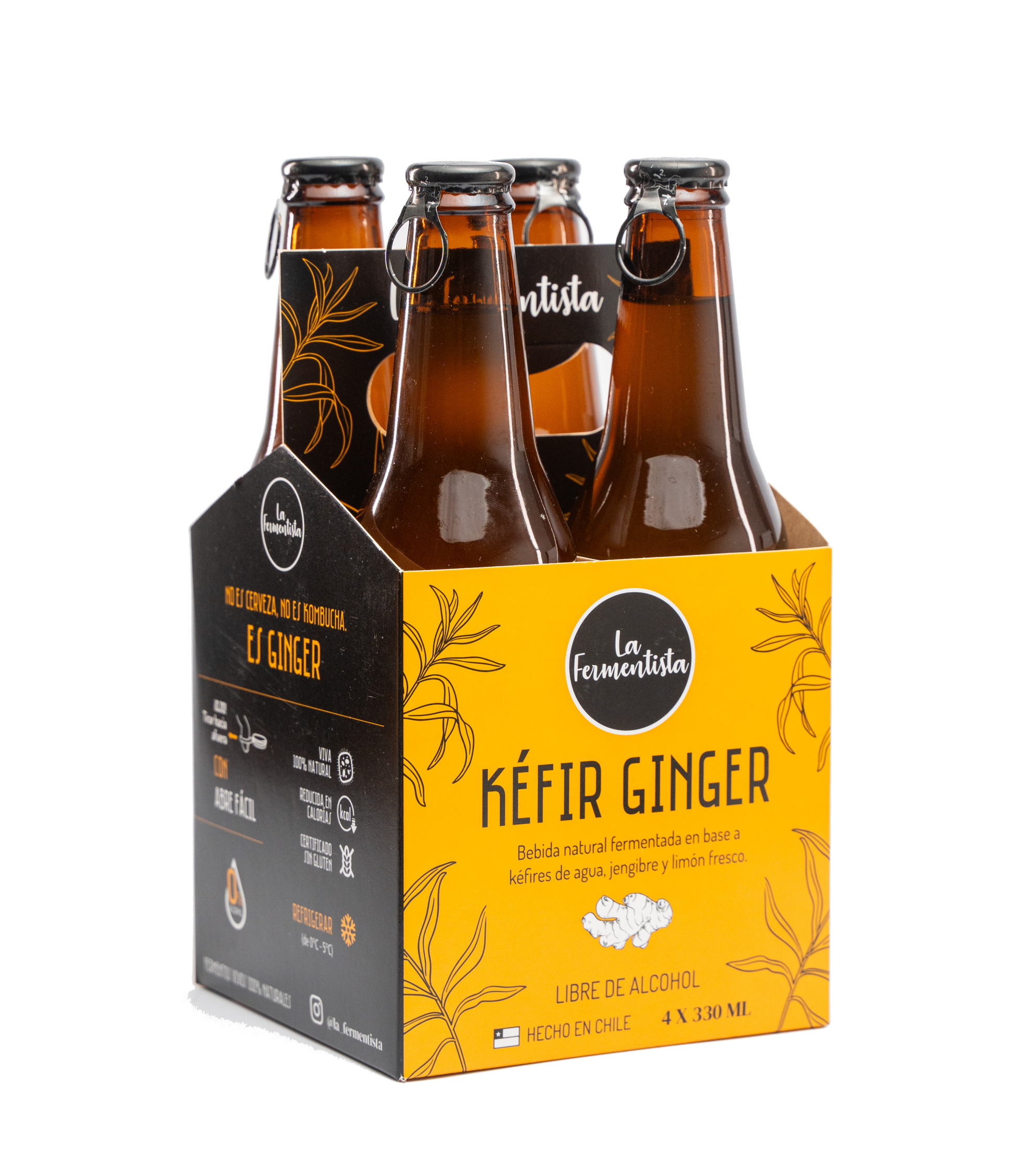 Bebida Aquakéfir Ginger Pack 4 x 330 ml La Fermentista
